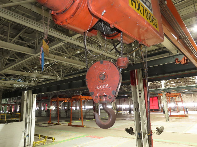 Cleveland Tramrail P&H 3 Ton Single Girder Underhung Bridge Crane 45' 10" Span