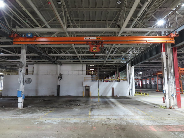 Cleveland Tramrail P&H 3 Ton Single Girder Underhung Bridge Crane 45' 10" Span