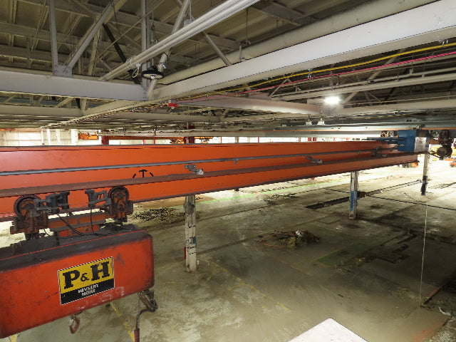 Cleveland Tramrail P&H 2 Ton Single Girder Underhung Bridge Crane 45' 10" Span