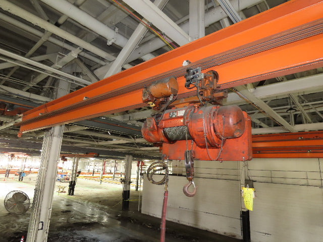 Cleveland Tramrail P&H 2 Ton Single Girder Underhung Bridge Crane 45' 10" Span