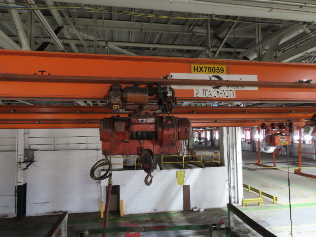 Cleveland Tramrail P&H 2 Ton Single Girder Underhung Bridge Crane 45' 10" Span