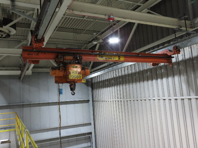 Cleveland Tramrail P&H 1 Ton Single Girder Underhung Bridge Crane 14' Span