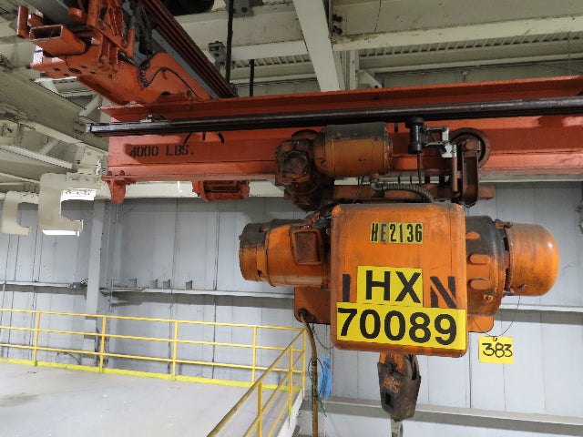 Cleveland Tramrail P&H 1 Ton Single Girder Underhung Bridge Crane 14' Span