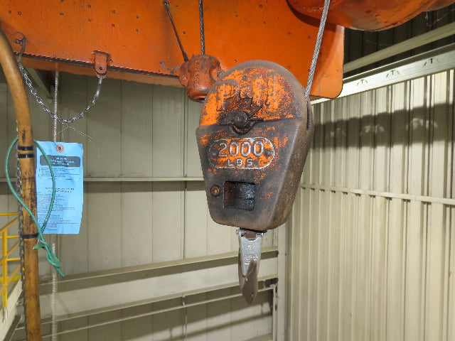 Cleveland Tramrail P&H 1 Ton Single Girder Underhung Bridge Crane 14' Span