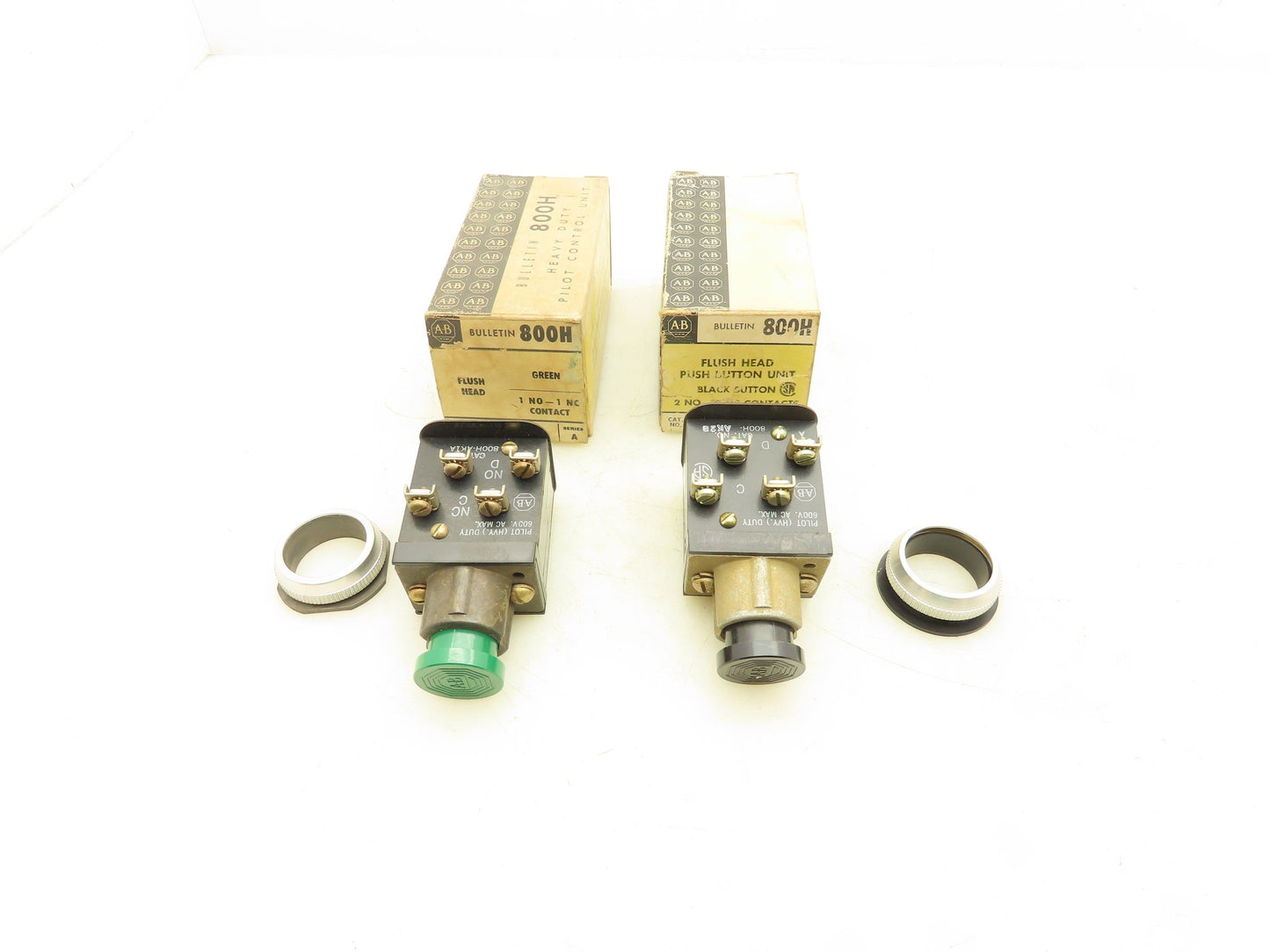 Allen Bradley 800H-AK1A Flush Head Push Button Unit Black Green Ser A Mixed Lot