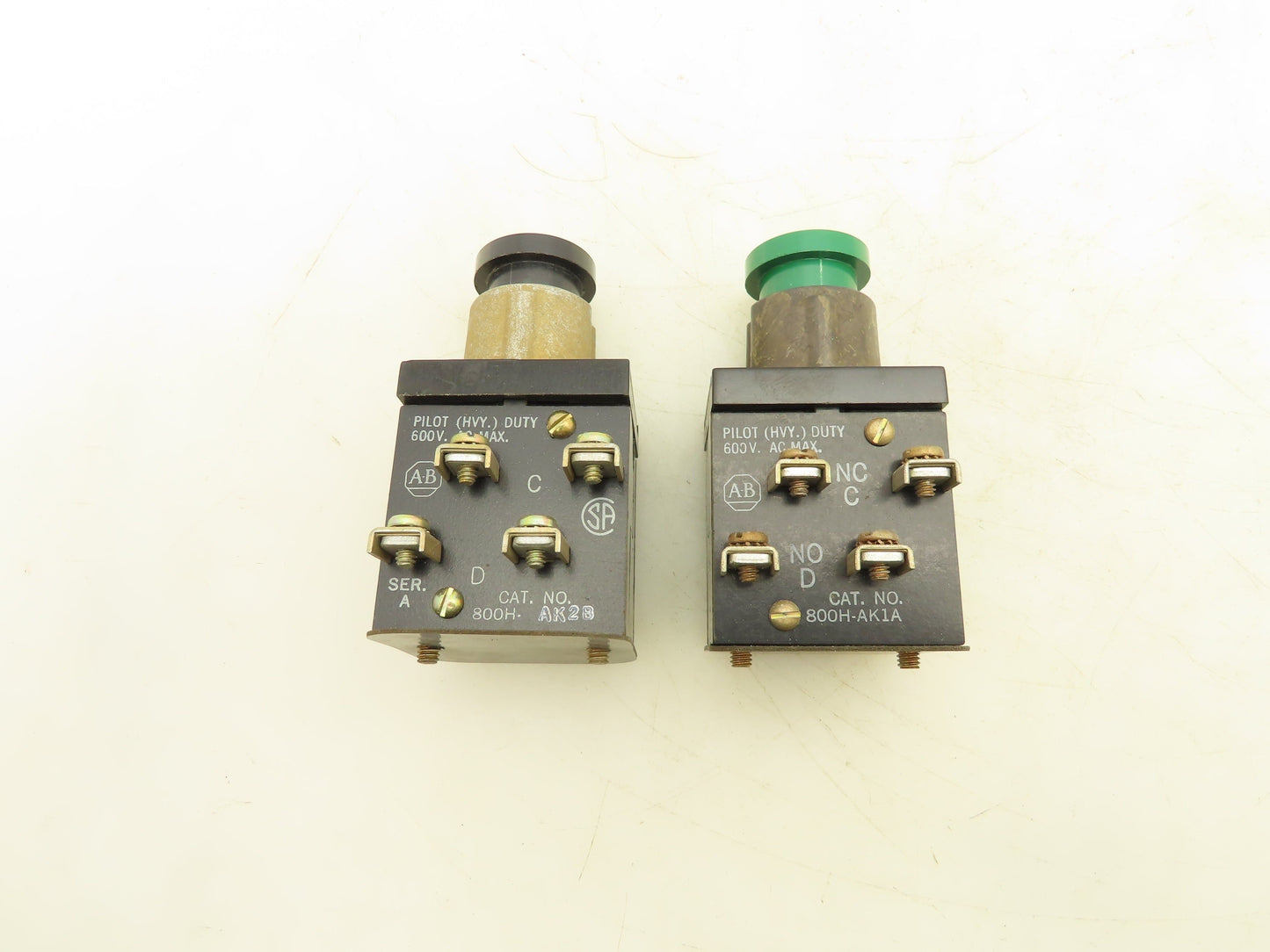 Allen Bradley 800H-AK1A Flush Head Push Button Unit Black Green Ser A Mixed Lot