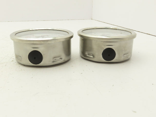 Swagelok Pressure Gauge 3-1/2" Dial 0-600Psi 1/2 Non Threaded Lot Of 2