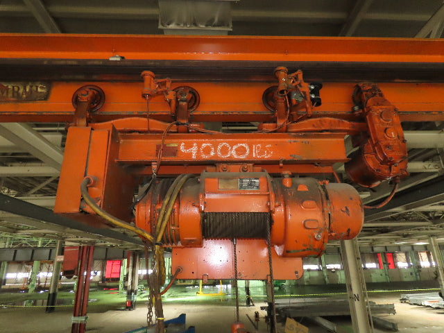 Cleveland Tramrail P&H 2 Ton Single Girder Underhung Bridge Crane 28' 4" Span