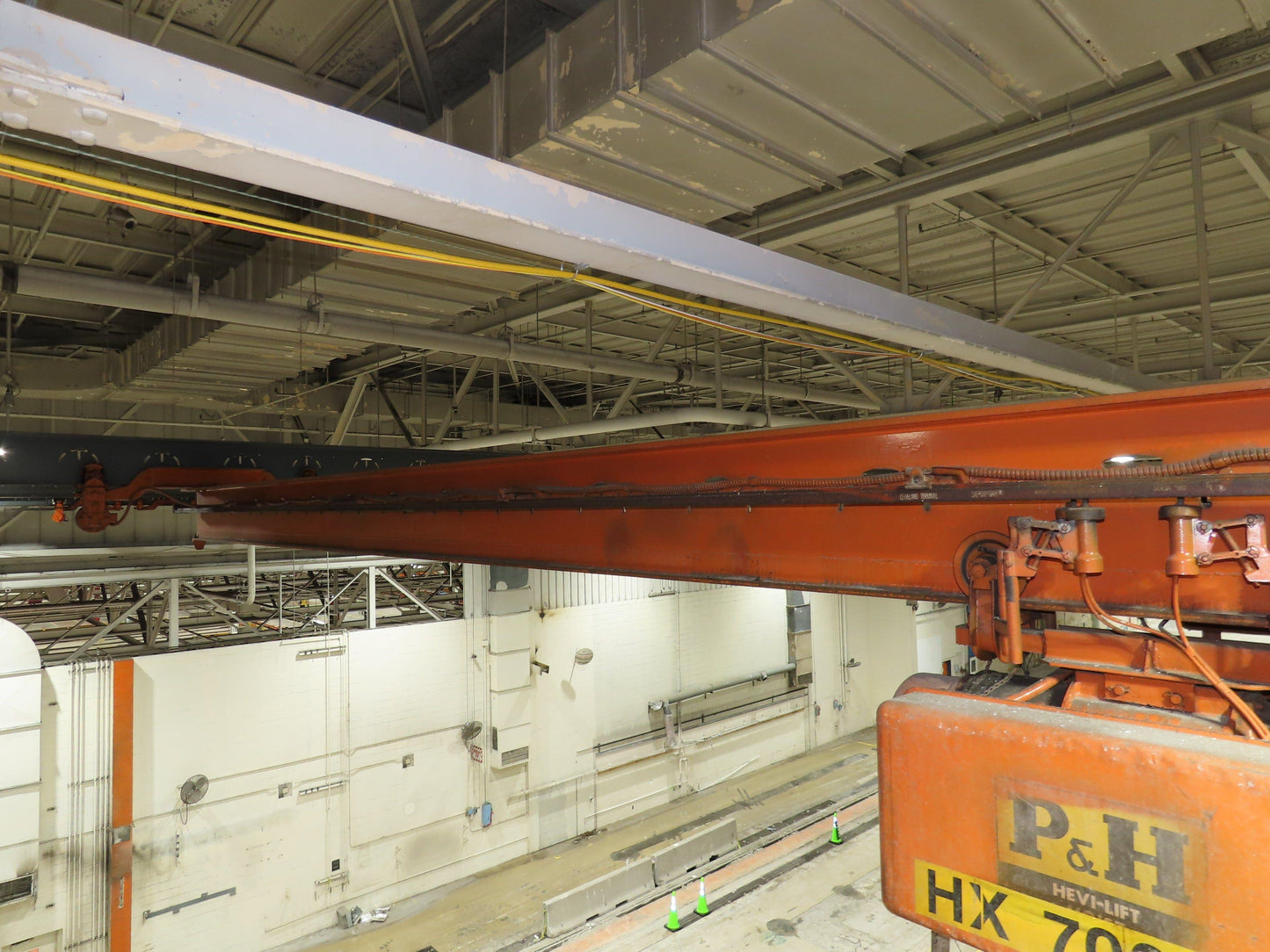 Cleveland Tramrail P&H 1 Ton Single Girder Underhung Bridge Crane 45' 10" Span