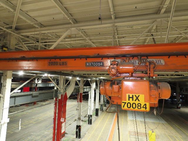 Cleveland Tramrail P&H 1 Ton Single Girder Underhung Bridge Crane 45' 10" Span