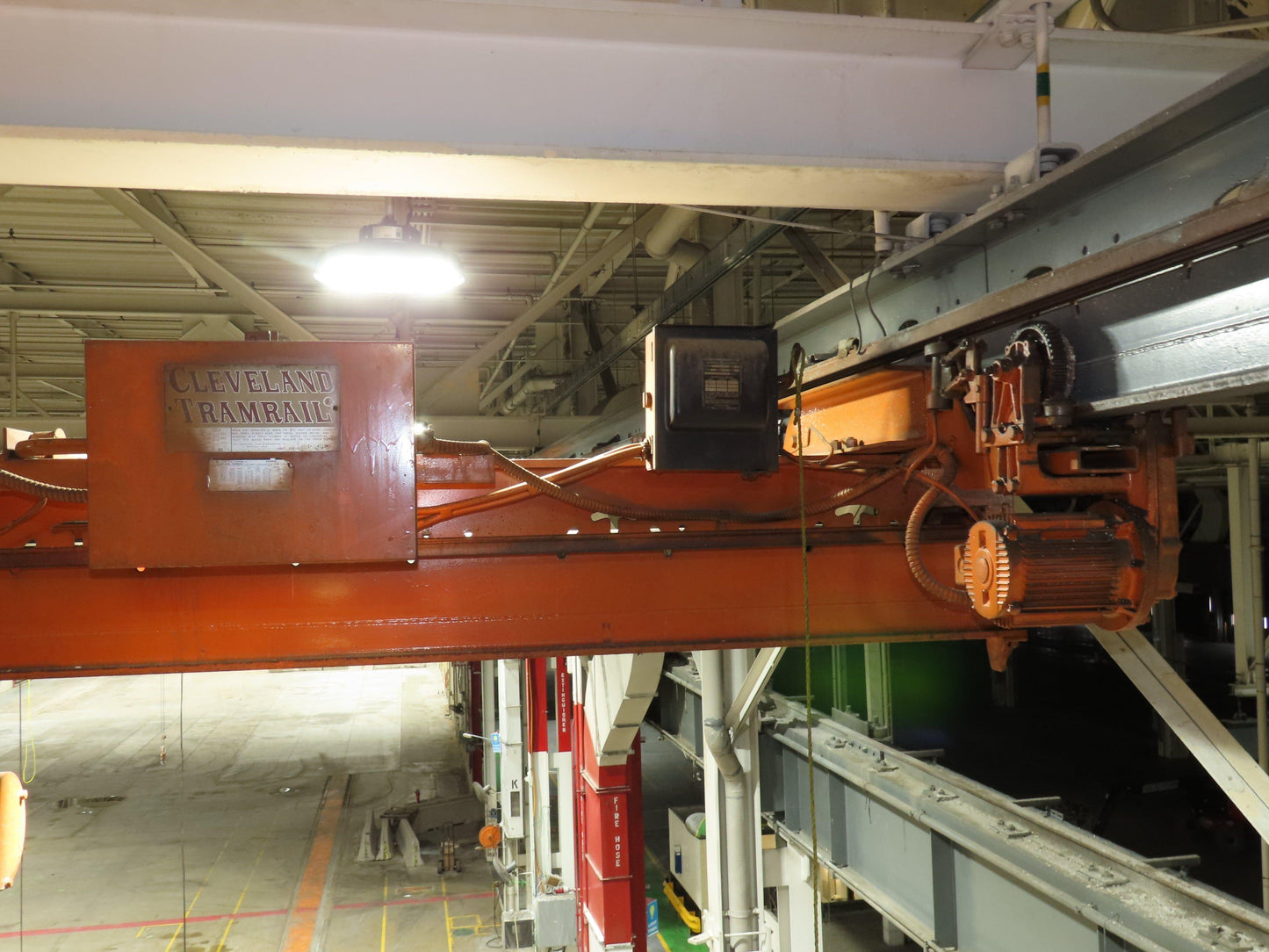 Cleveland Tramrail P&H 1 Ton Single Girder Underhung Bridge Crane 45' 10" Span