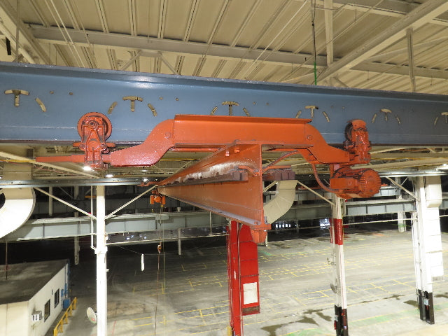 Cleveland Tramrail P&H 1 Ton Single Girder Underhung Bridge Crane 45' 10" Span