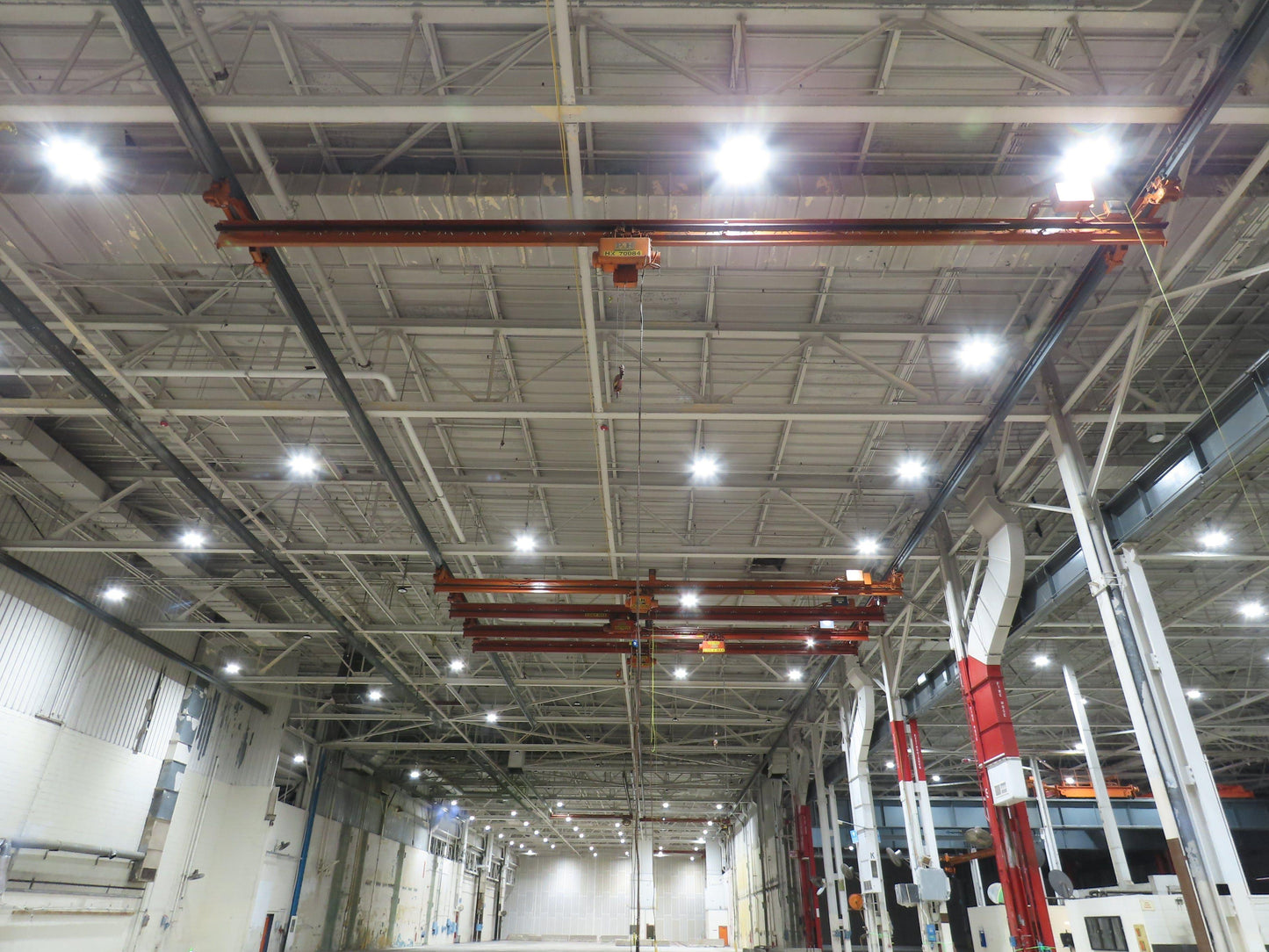 Cleveland Tramrail P&H 1 Ton Single Girder Underhung Bridge Crane 45' 10" Span