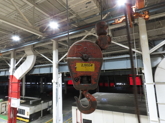 Cleveland Tramrail P&H 1 Ton Single Girder Underhung Bridge Crane 45' 10" Span