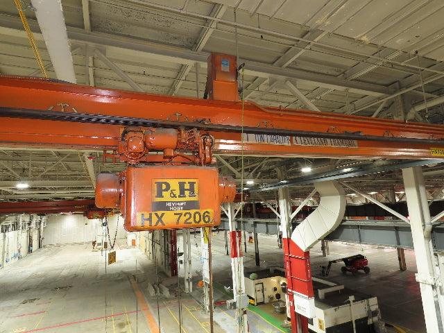 Cleveland Tramrail P&H 1/2 Ton Single Girder Underhung Bridge Crane 45' 10" Span