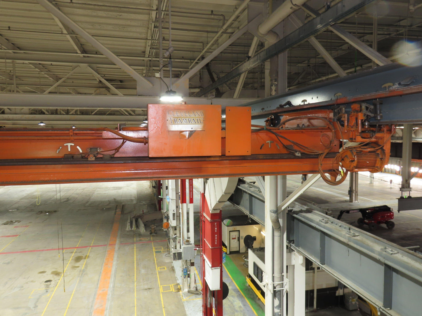 Cleveland Tramrail P&H 1/2 Ton Single Girder Underhung Bridge Crane 45' 10" Span