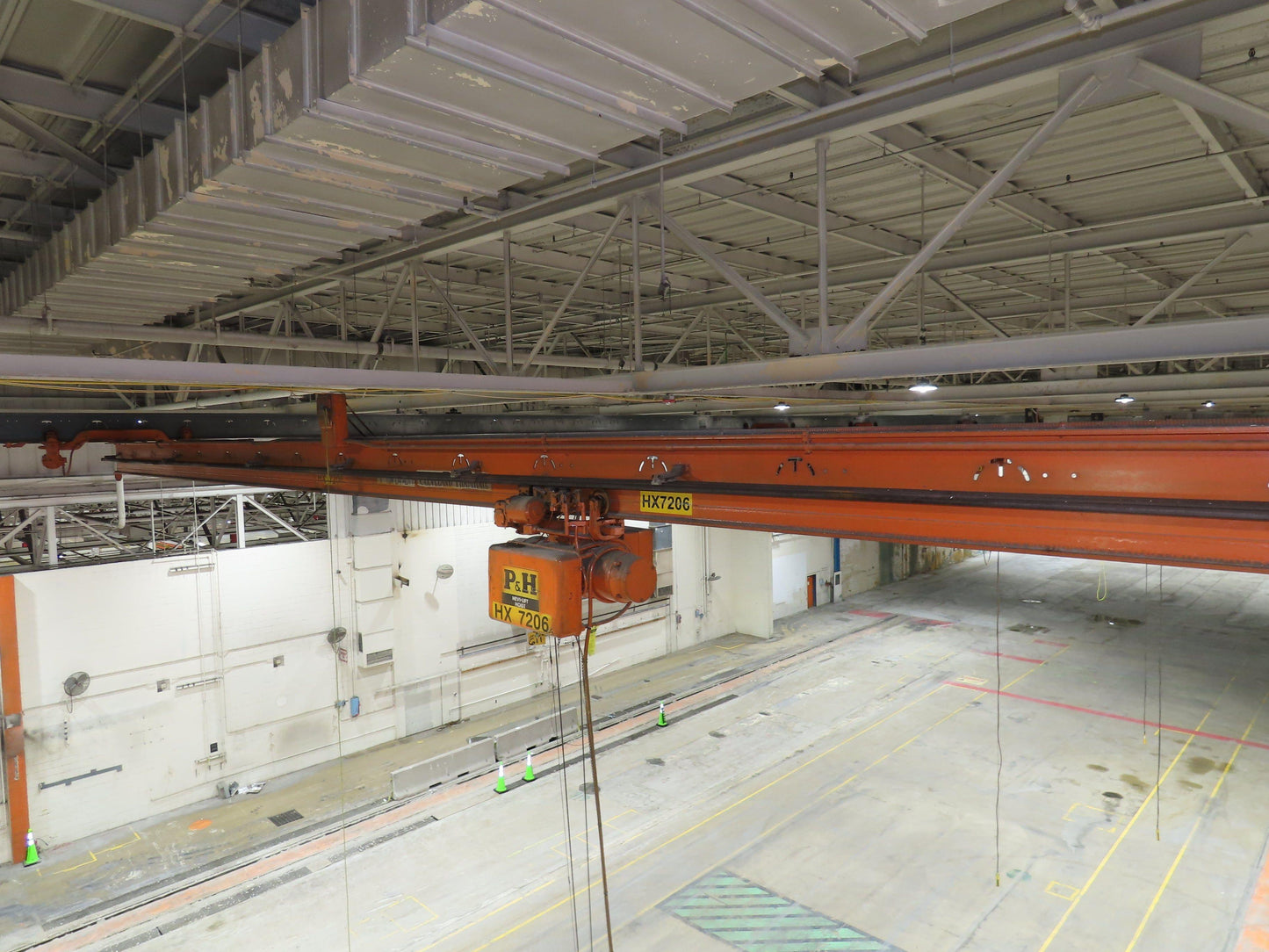 Cleveland Tramrail P&H 1/2 Ton Single Girder Underhung Bridge Crane 45' 10" Span