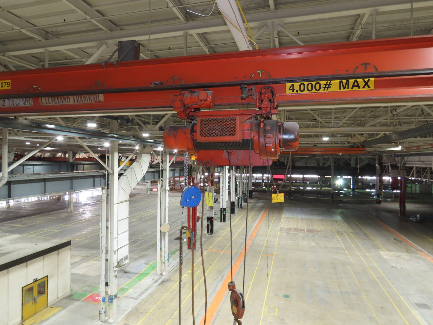 Cleveland Tramrail P&H 2 Ton Single Girder Underhung Bridge Crane 45' 10" Span