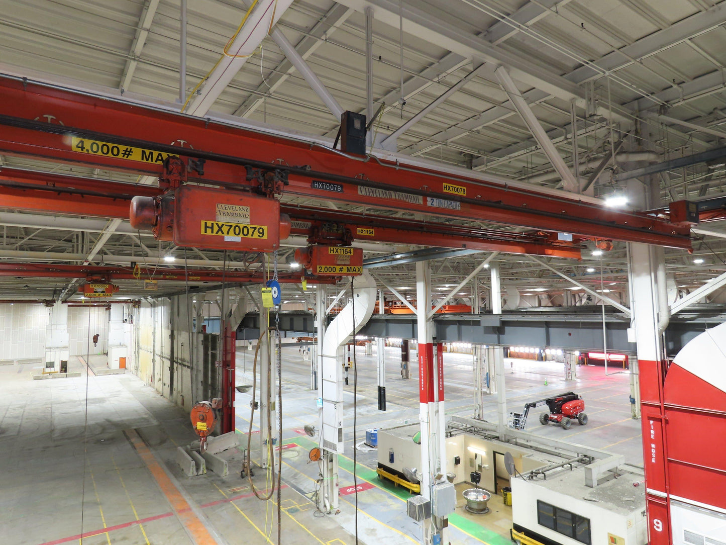 Cleveland Tramrail P&H 2 Ton Single Girder Underhung Bridge Crane 45' 10" Span