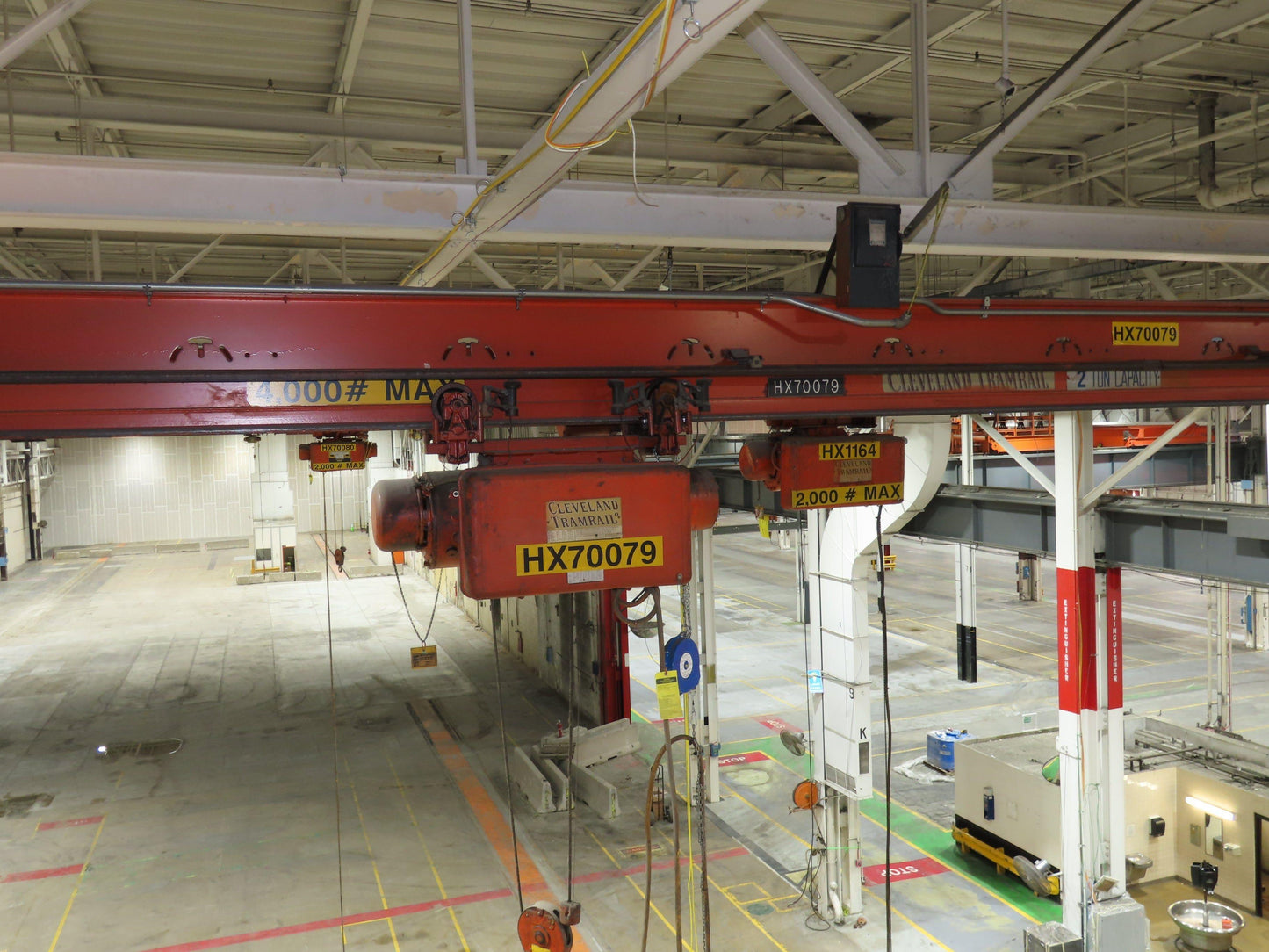 Cleveland Tramrail P&H 2 Ton Single Girder Underhung Bridge Crane 45' 10" Span