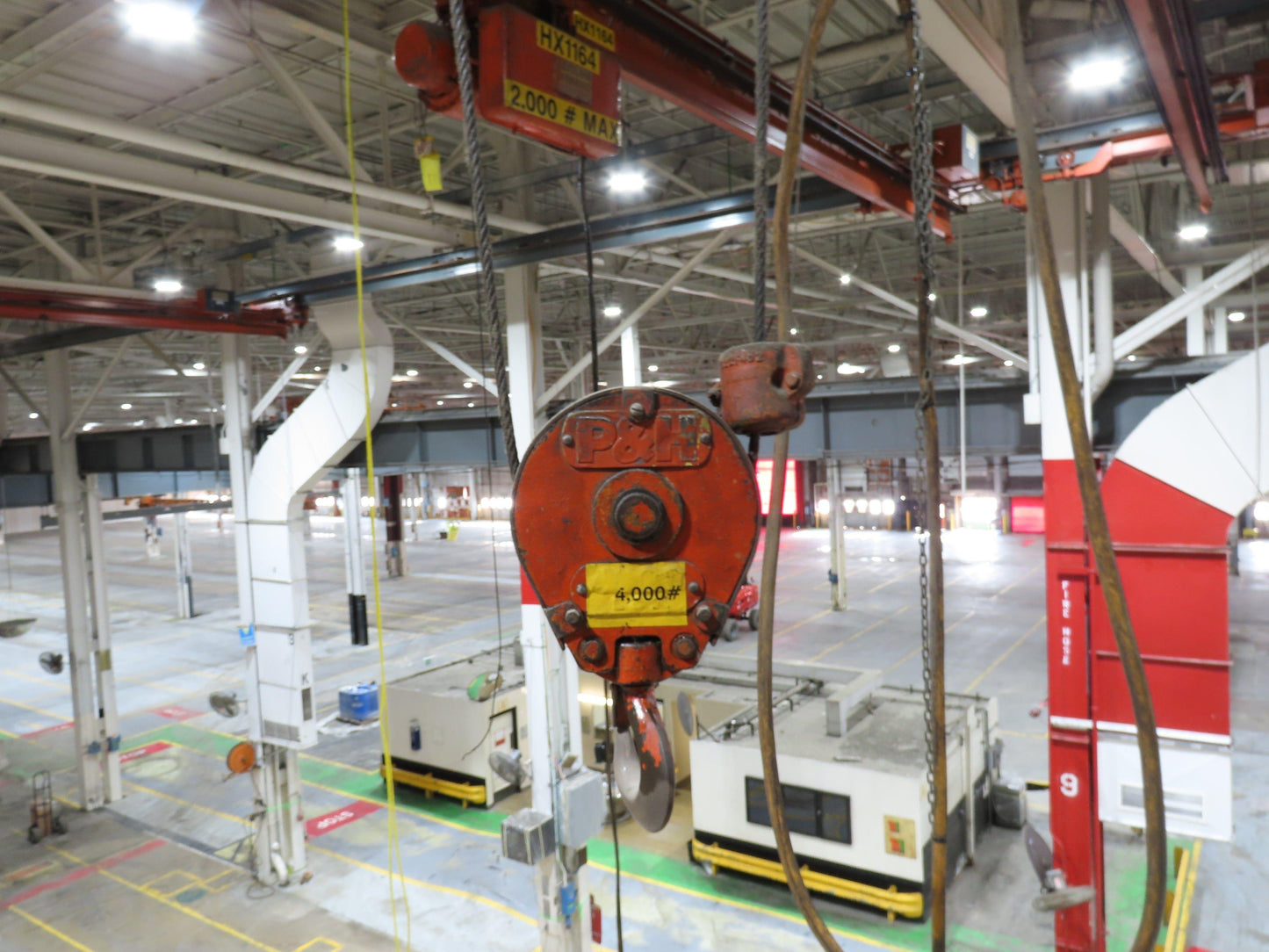 Cleveland Tramrail P&H 2 Ton Single Girder Underhung Bridge Crane 45' 10" Span