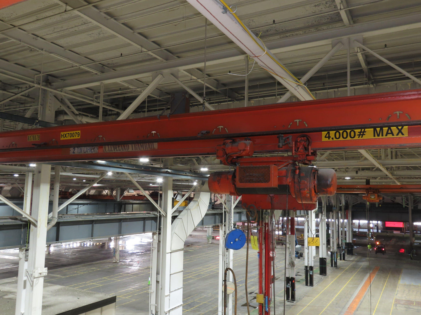 Cleveland Tramrail P&H 2 Ton Single Girder Underhung Bridge Crane 45' 10" Span