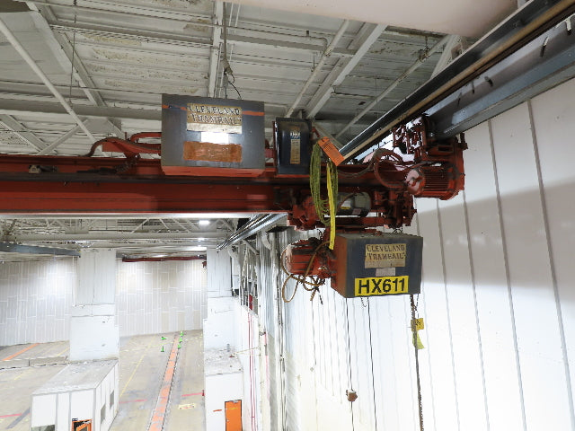 Cleveland Tramrail P&H 1 Ton Single Girder Underhung Bridge Crane 26' 9" Span