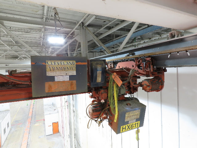 Cleveland Tramrail P&H 1 Ton Single Girder Underhung Bridge Crane 26' 9" Span