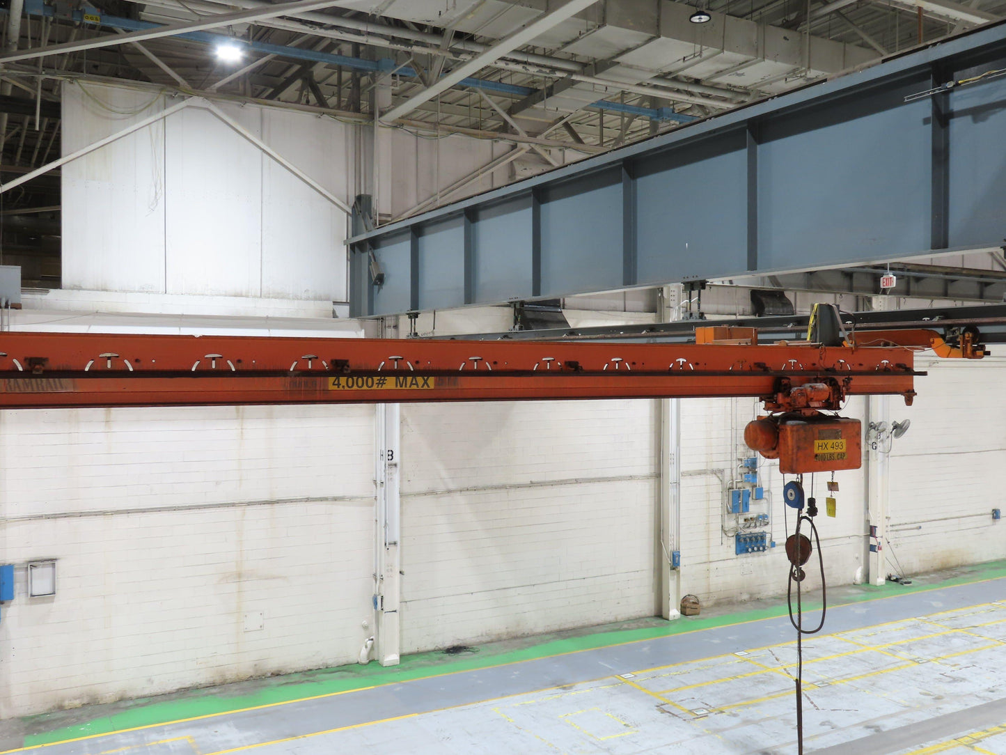 Cleveland Tramrail P&H 2 Ton Single Girder Underhung Bridge Crane 46' Span
