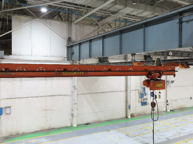Cleveland Tramrail P&H 2 Ton Single Girder Underhung Bridge Crane 46' Span