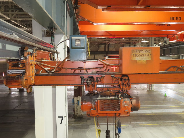 Cleveland Tramrail P&H 2 Ton Single Girder Underhung Bridge Crane 46' Span
