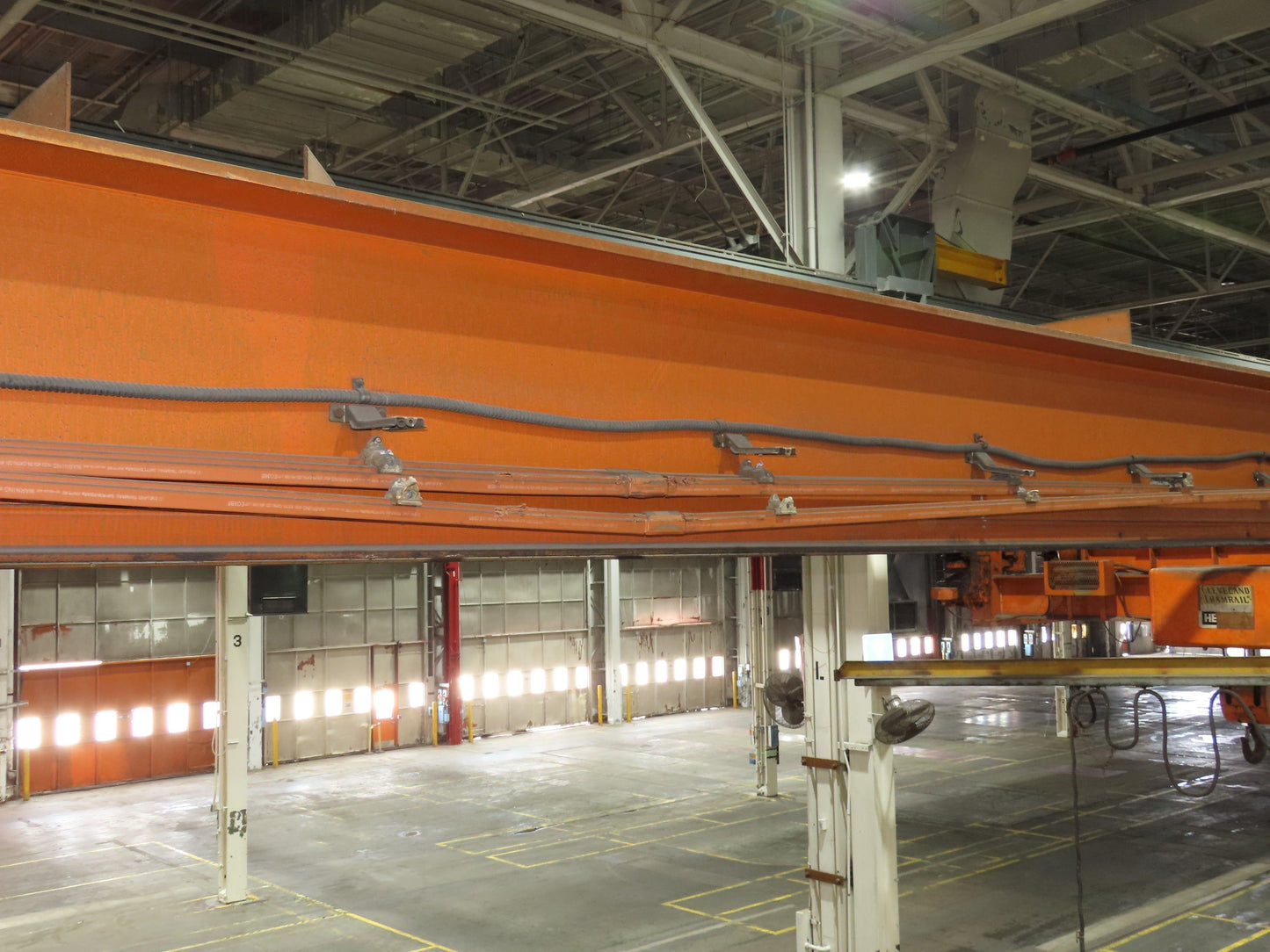 Cleveland Tramrail P&H 7.5 Ton Double Girder Underhung Bridge Crane 45' 10" Span