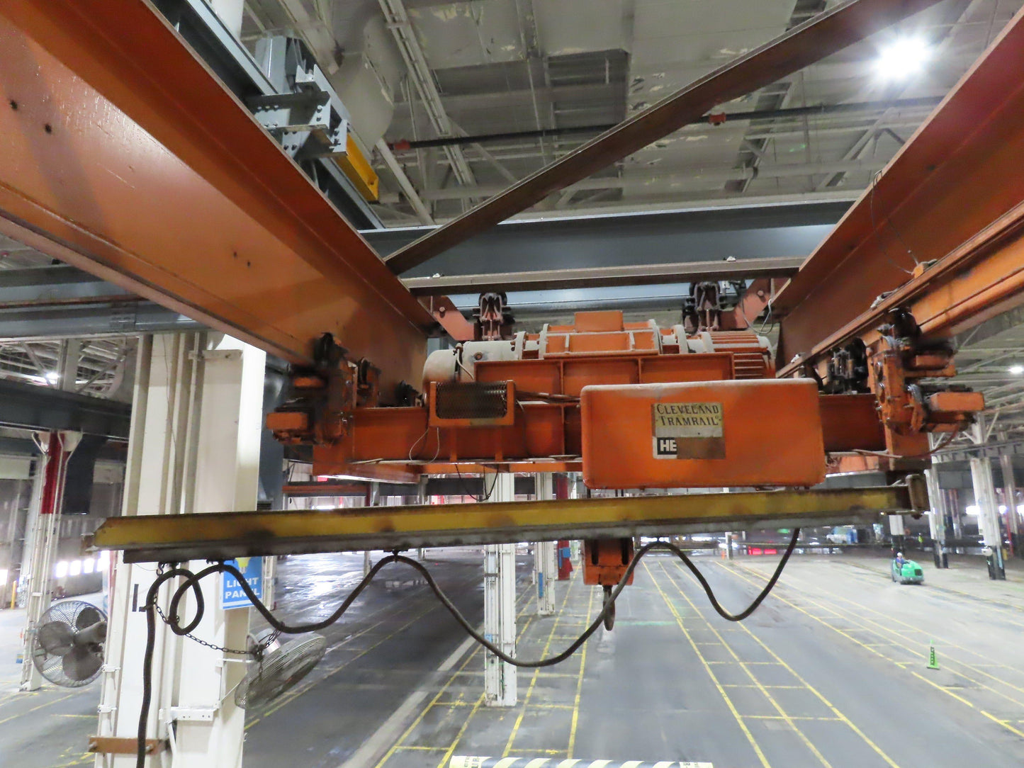 Cleveland Tramrail P&H 7.5 Ton Double Girder Underhung Bridge Crane 45' 10" Span