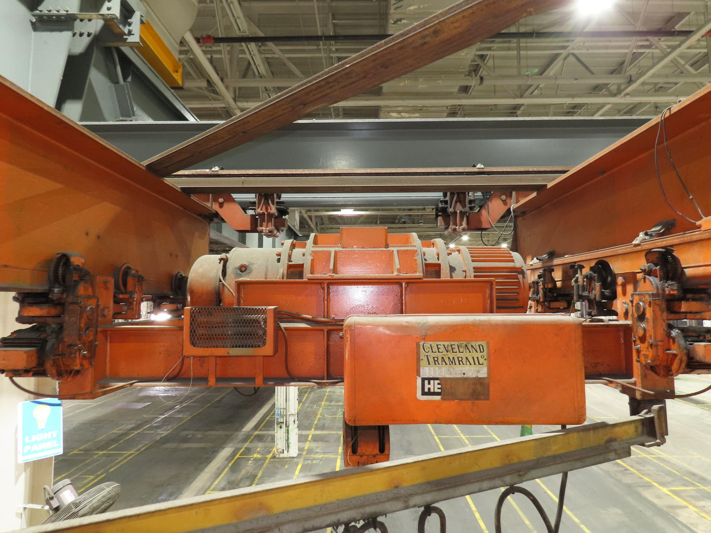 Cleveland Tramrail P&H 7.5 Ton Double Girder Underhung Bridge Crane 45' 10" Span