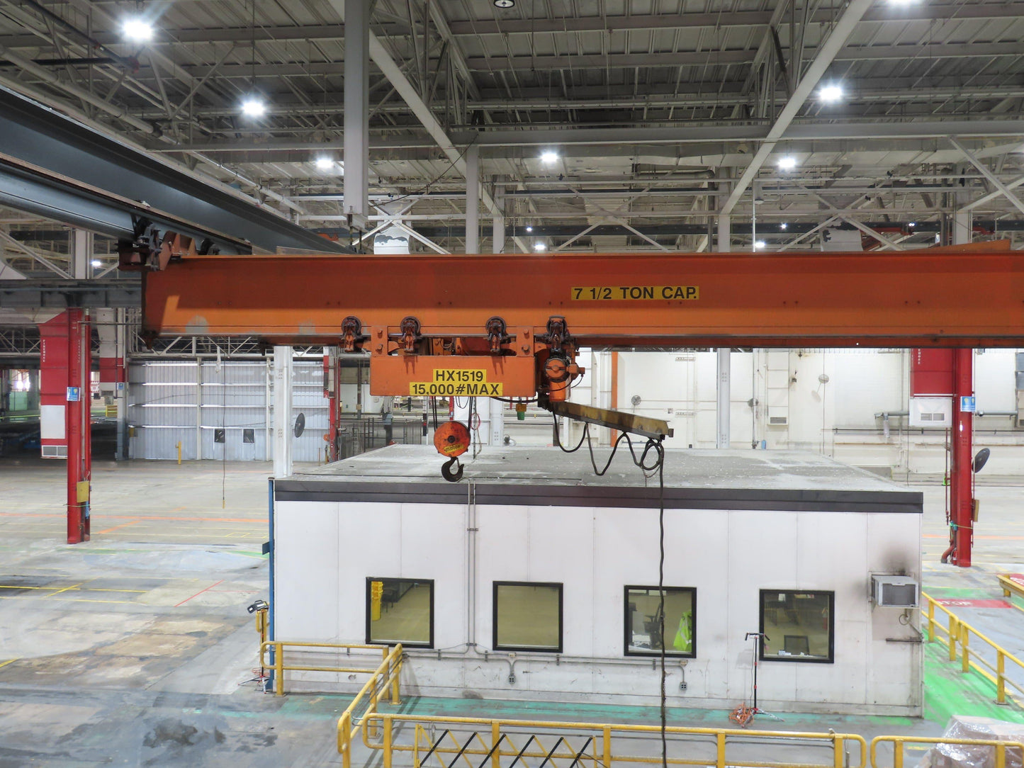Cleveland Tramrail P&H 7.5 Ton Double Girder Underhung Bridge Crane 45' 10" Span