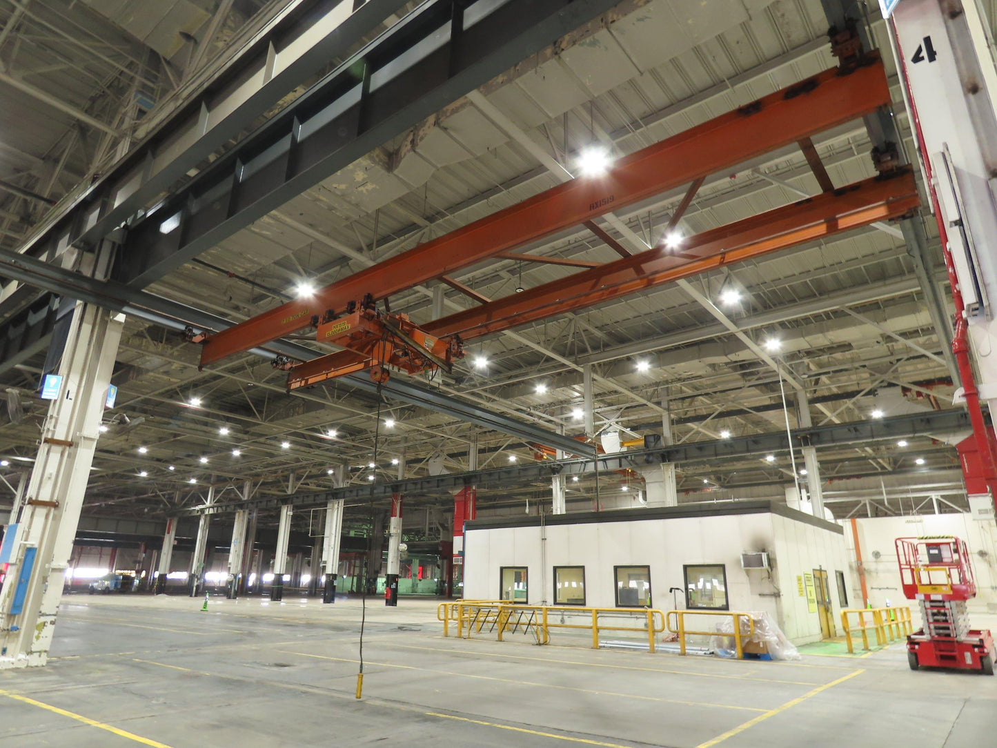 Cleveland Tramrail P&H 7.5 Ton Double Girder Underhung Bridge Crane 45' 10" Span