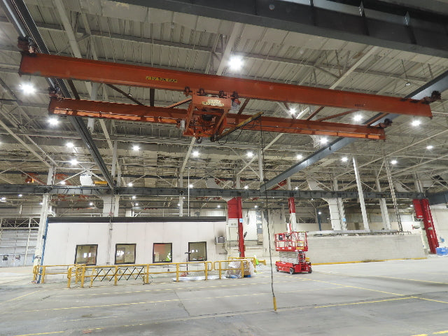 Cleveland Tramrail P&H 7.5 Ton Double Girder Underhung Bridge Crane 45' 10" Span
