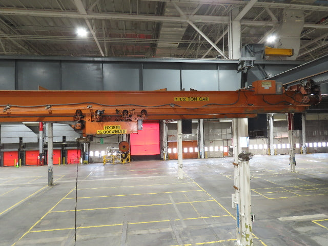 Cleveland Tramrail P&H 7.5 Ton Double Girder Underhung Bridge Crane 45' 10" Span