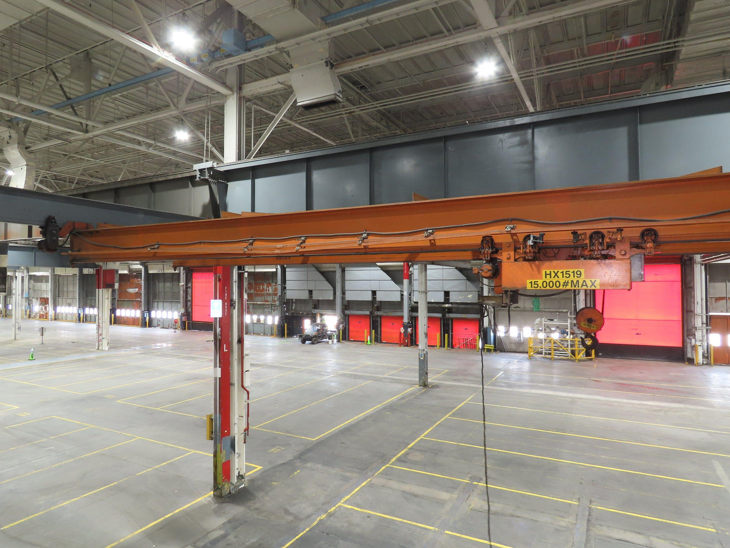 Cleveland Tramrail P&H 7.5 Ton Double Girder Underhung Bridge Crane 45' 10" Span