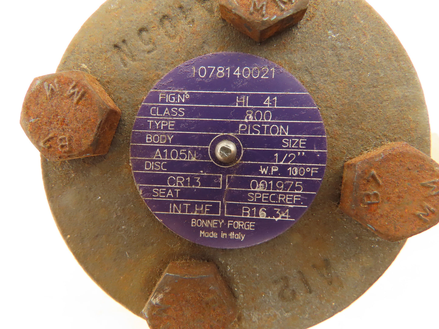 Bonney Force 1078140021 Piston Check Valve 1/2" NPT HI41 Class 800 A105N