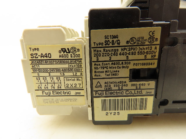 Fuji SC-0/G Magnetic Contactor 24VDC Coil 200-600V 5HP Lot Of 2