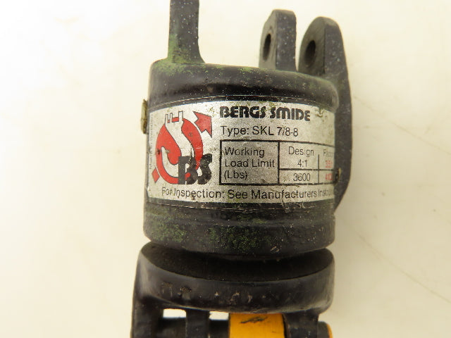 Bergs Smide SKL 7/8-8 Roller Bearing Crane Hook Swivel 3600 Lbs