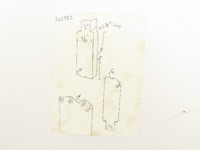 Press Brake Die 25-7/8" Long 1/2" Tang 31/32" Wide 100° Angle 1/4" Wide Set