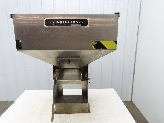 Haumiller Pneumatic Vibratory Parts Feeder Bin 24x24" Stainless Hopper