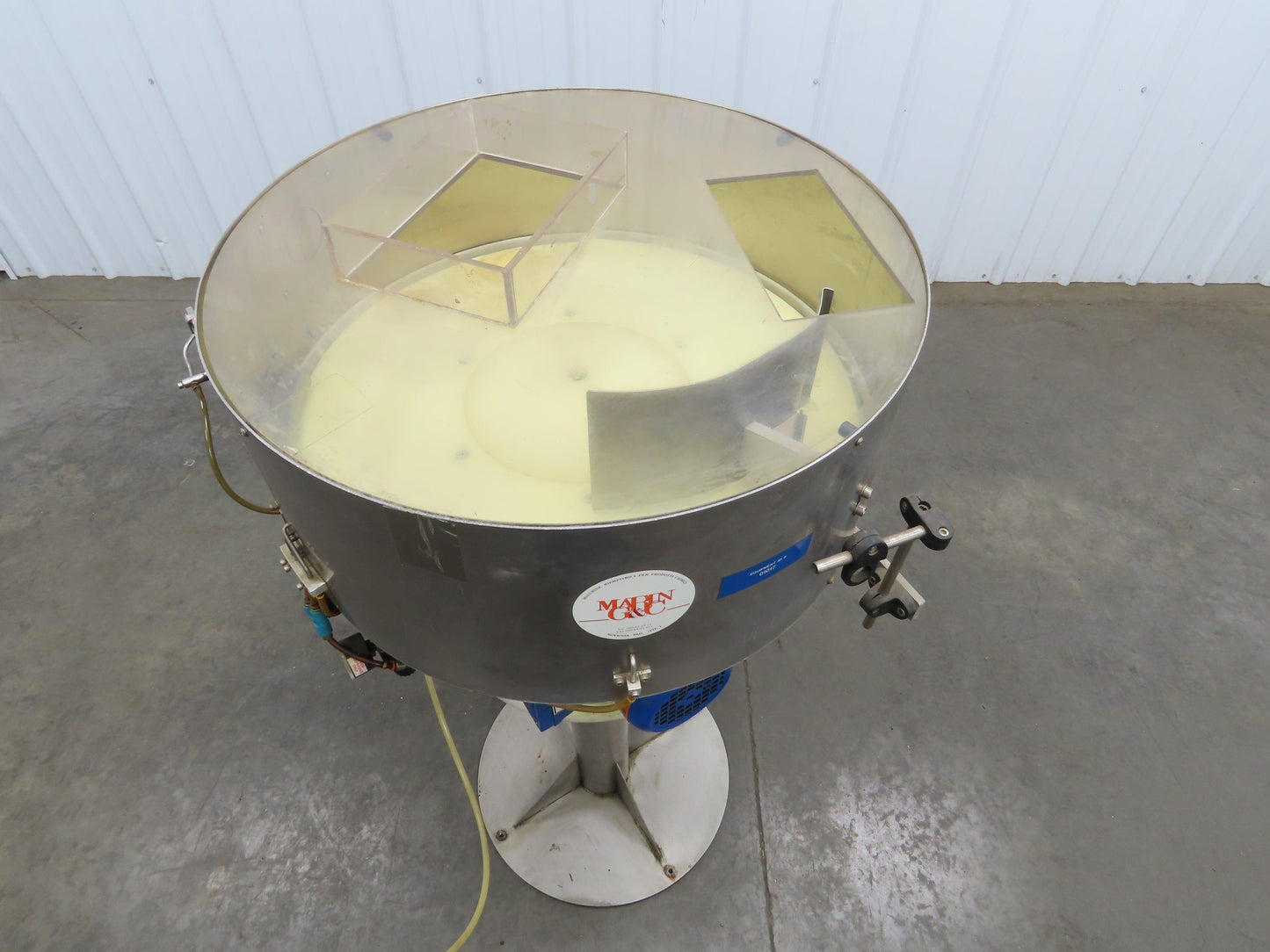 Marin G&C Rotary Orienting Aerosol Cap Sorter Stainless Bowl Pedestal Feeder 24"