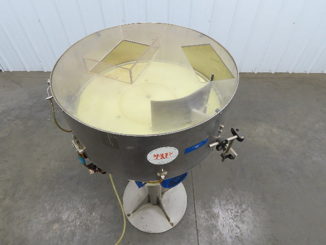 Marin G&C Rotary Orienting Aerosol Cap Sorter Stainless Bowl Pedestal Feeder 24"