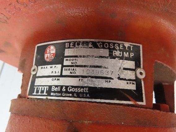 Bell & Gossett Series 80 Centrifugal Pump 1.5x1.5.x9.5" Flanged 80gpm 1.5Hp 460V