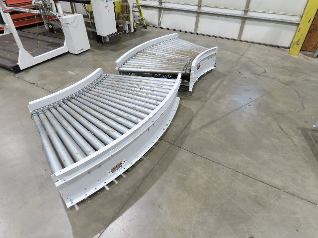 Roach 36"BF x 45° Curve Powered Roller Conveyor 130VDC O-Ring Belt Drive