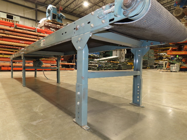 Hytrol 28"x 15'L Slider Bed Conveyor 24" Grip Belt 460V End Drive 34 FPM