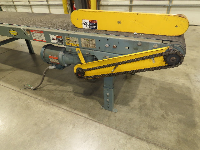 Hytrol 28"x 15'L Slider Bed Conveyor 24" Grip Belt 460V End Drive 34 FPM